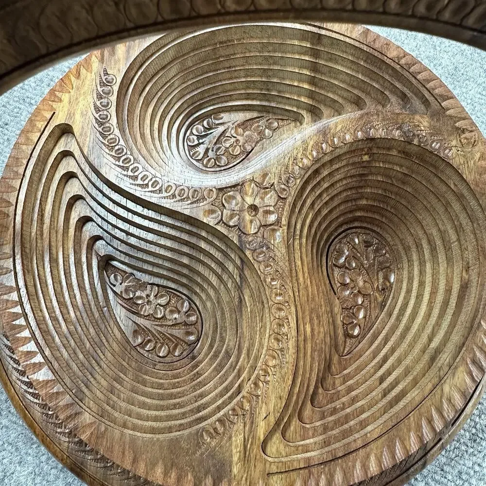 Folding Collapsible Wooden Baskets Trivet Paisley Floral Handmade 12
